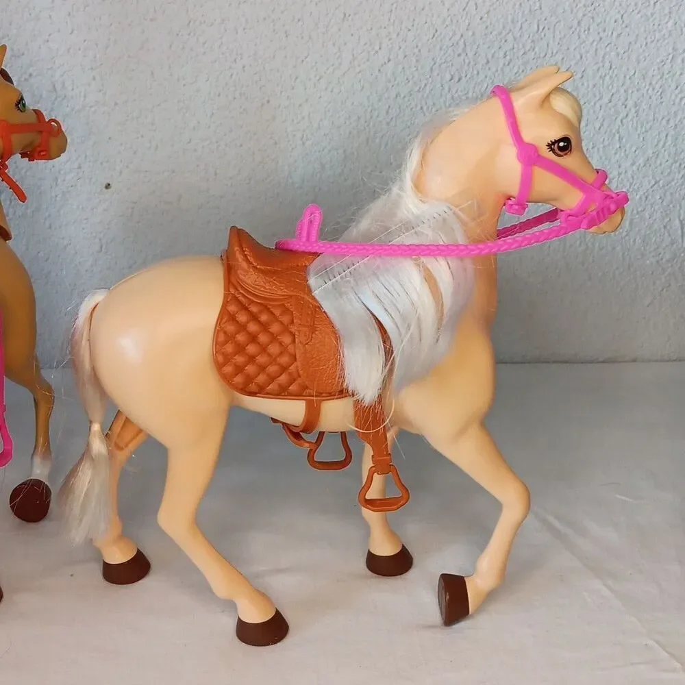 Barbie Horse Lot Pink Brown  Saddles Stable Replacement Brushable Hair